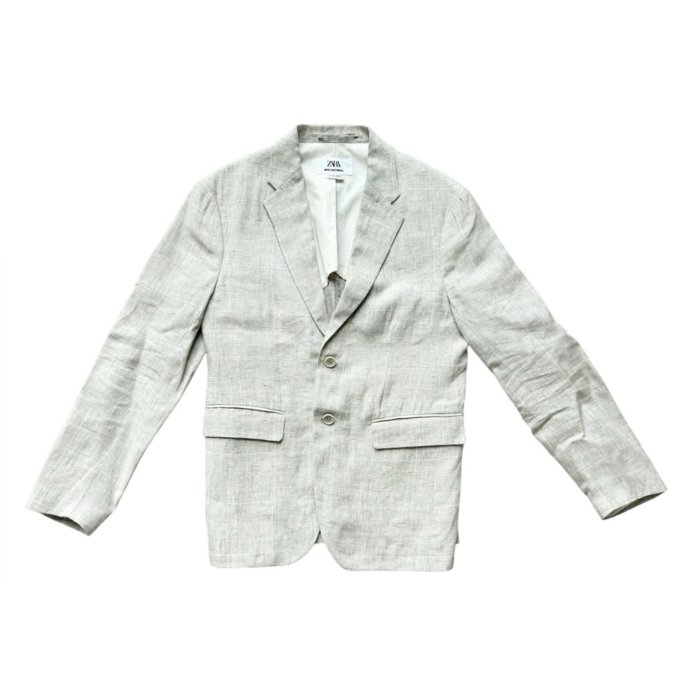 Zara Man Sartorial 100% Linen Blazer, Beige - Size 36